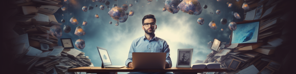 Man concentrated focused